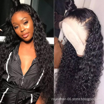 Wholesale Glueless Lace Wig Vendor Peruvian Virgin Human Hair Deep Wave Curly 13x6 Transparent Lace Front Wig With Baby Hair